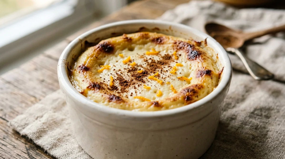 Baked ricotta pudding with orange zest