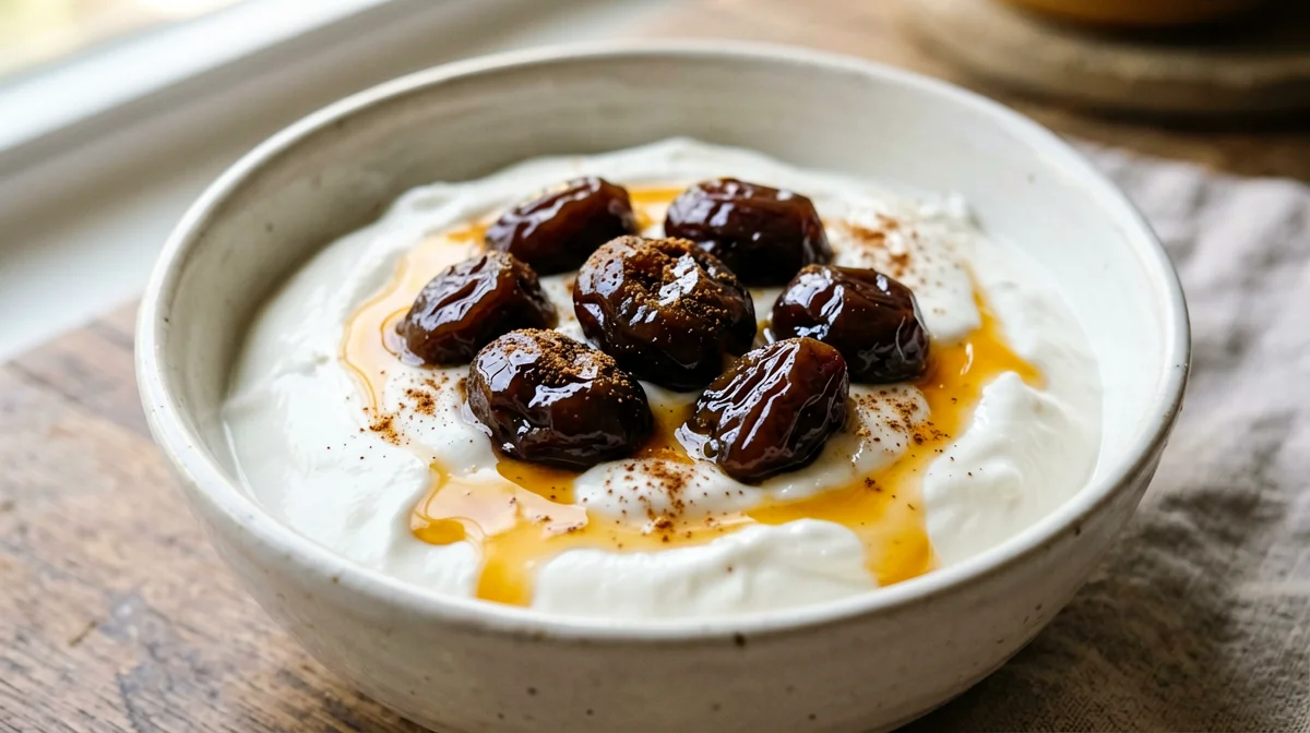 Greek yogurt with orange-stewed prunes