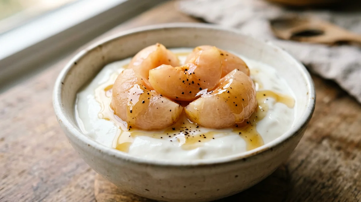 Nespole cotte alla vaniglia con yogurt