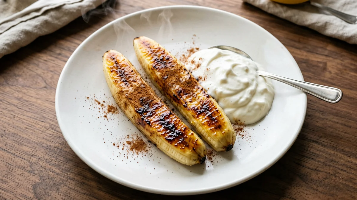 Banana caramellata con yogurt di soia