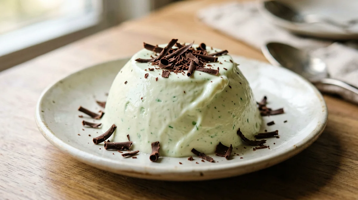 Panna cotta alla menta con scaglie di cioccolato