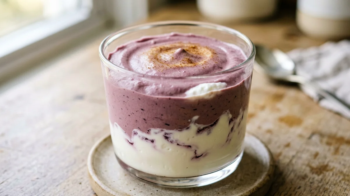 Cinnamon plum mousse with yogurt