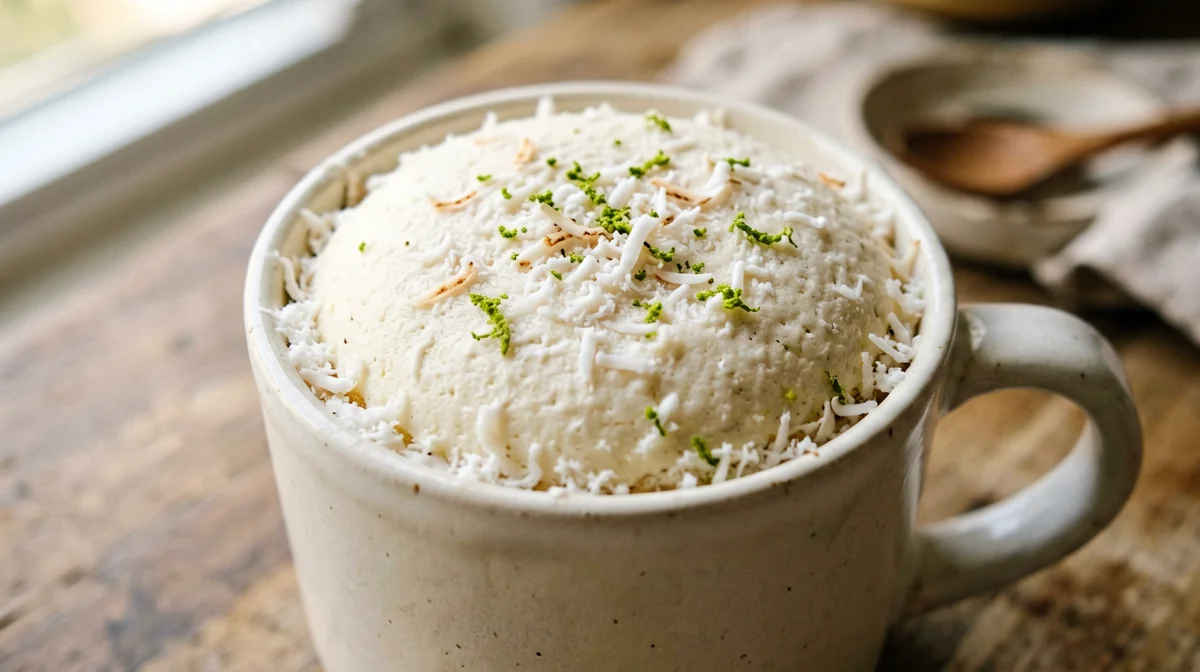Gluten-free vegan coconut and lime mug cake