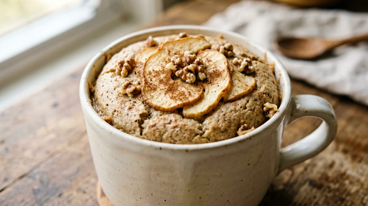 Whole wheat apple and walnut mug cake