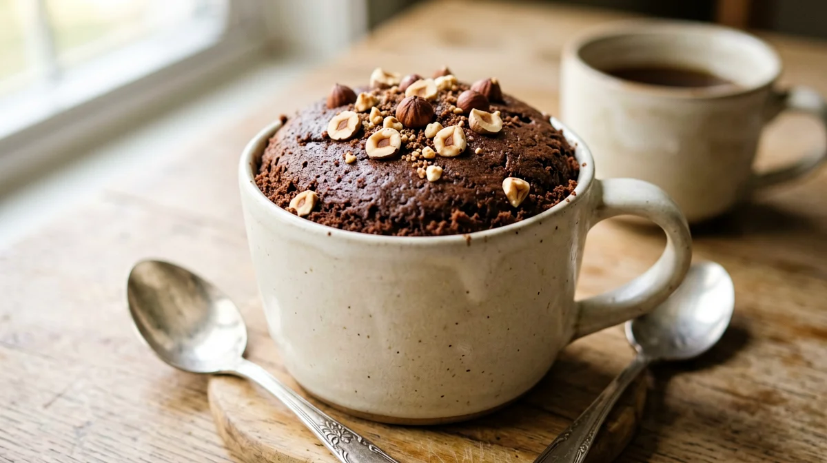 Gianduja hazelnut and cocoa mug cake