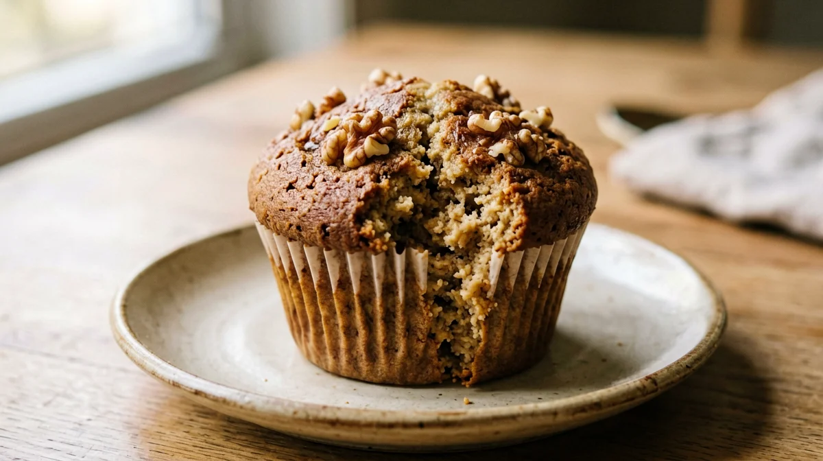 Vegan banana walnut muffin