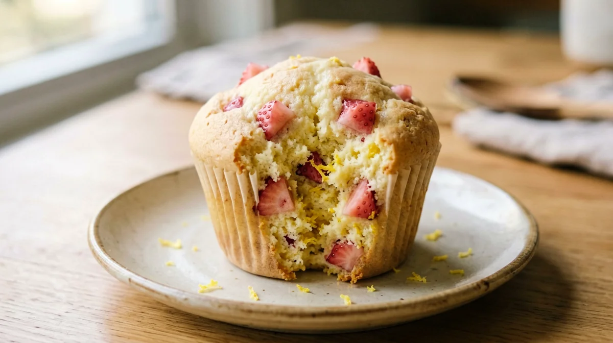 Muffin allo yogurt con fragole e scorza di limone