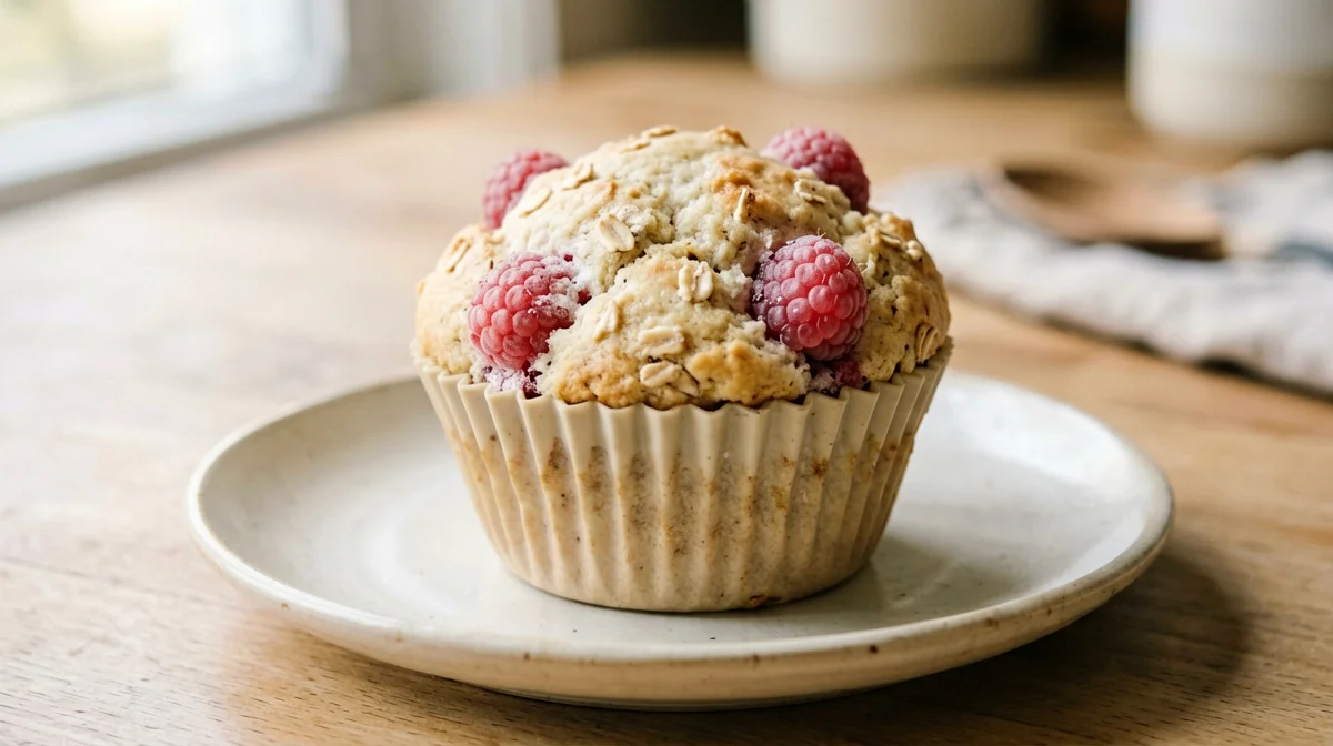 Muffin proteico di quark e lamponi