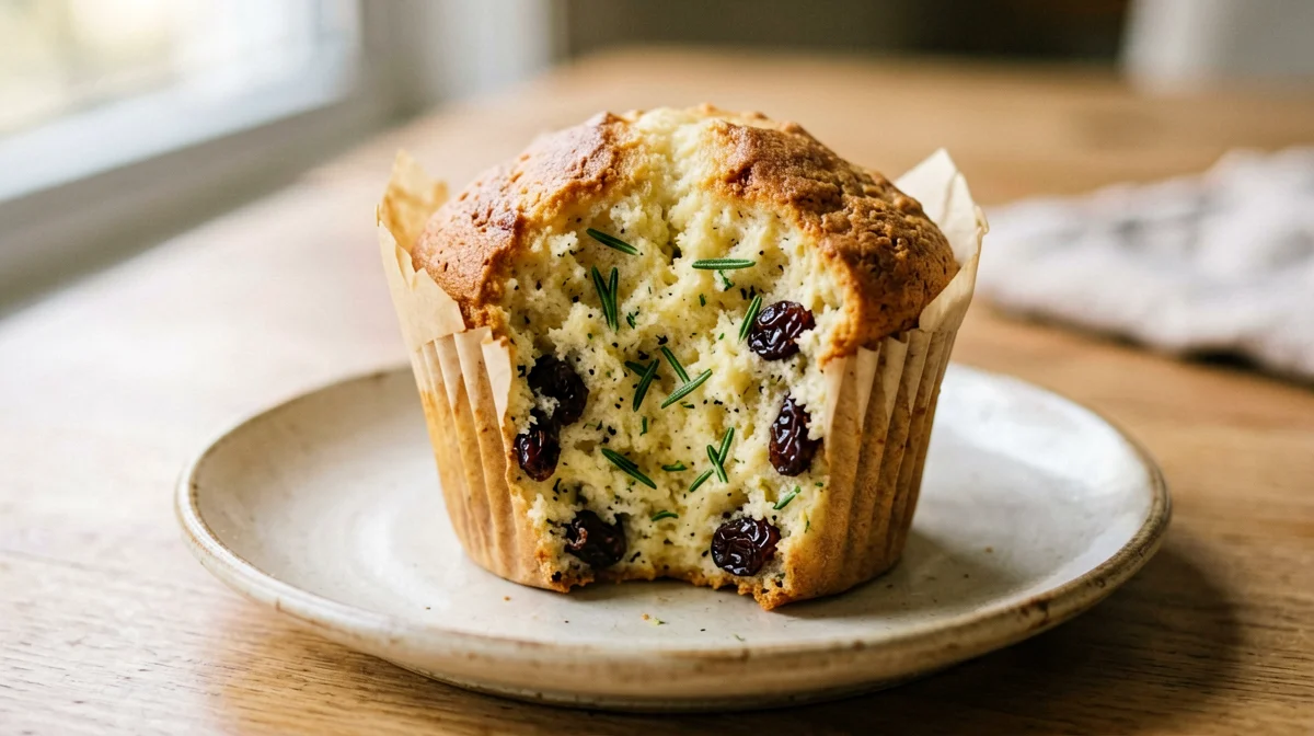 Muffin all'olio extravergine con rosmarino e uvetta