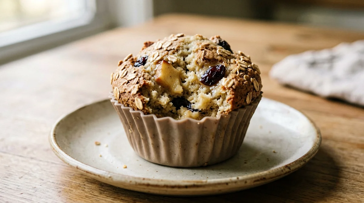Oat, apple and date muffin