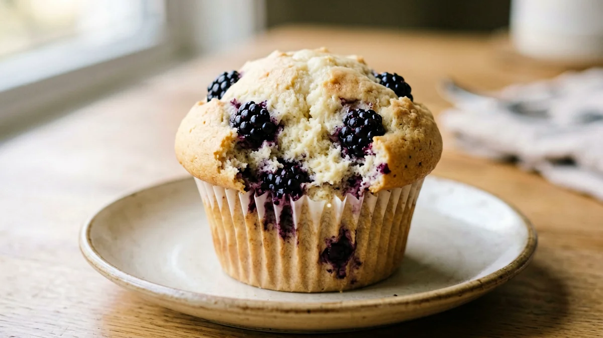 Kefir muffin with blackberries