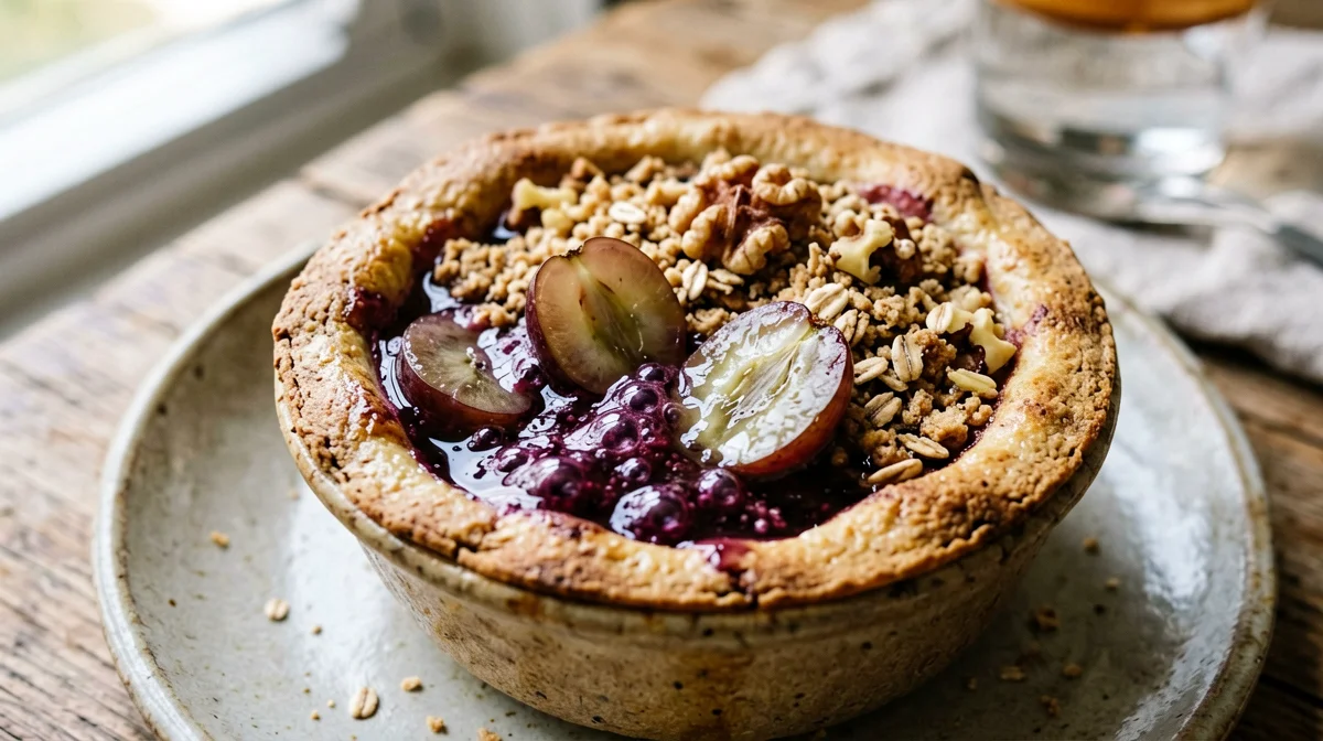 Crumble d'uva e noci in cocotte
