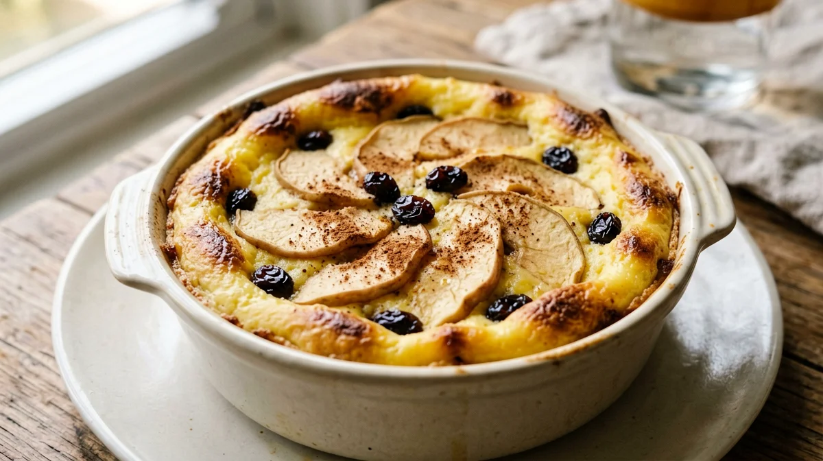 Apple and raisin clafoutis
