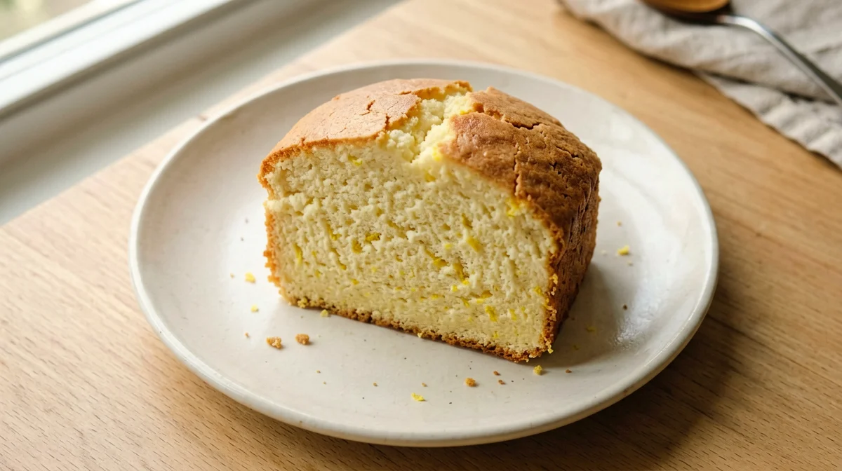 Slice of lemon yogurt loaf cake