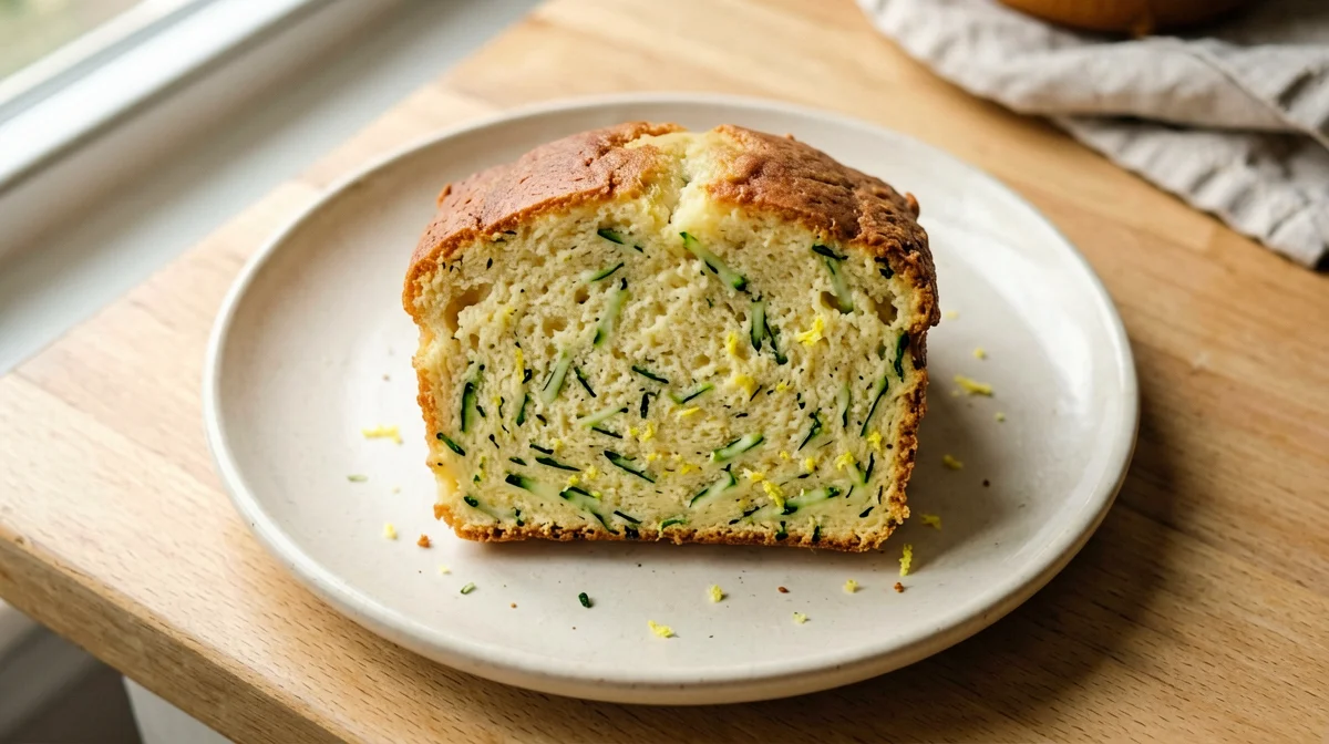 Fetta di plumcake vegano alle zucchine e limone