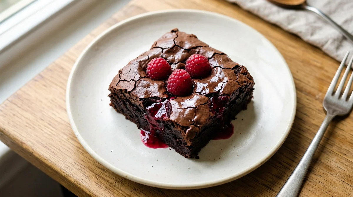 Brownie di farina di mandorle con lamponi