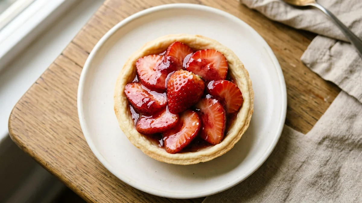 Vegan olive oil tartlet with fresh strawberries
