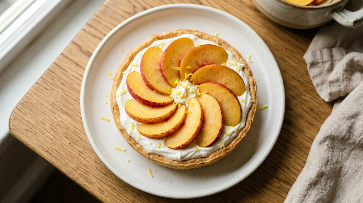Crostatina di pesche e crema di ricotta