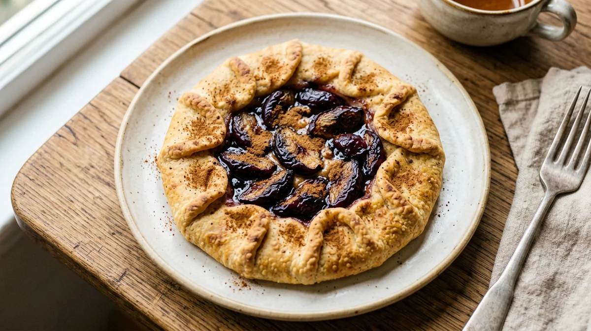 Plum galette with whole wheat pastry
