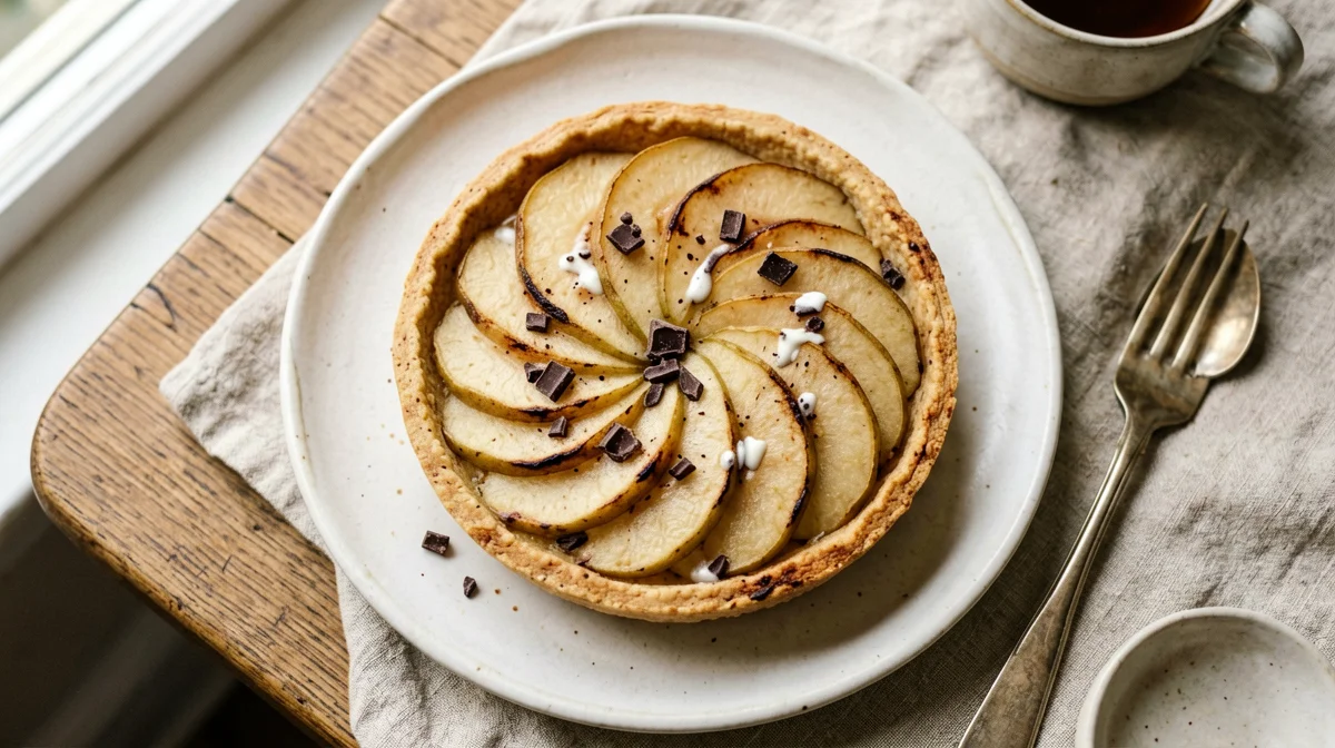 Crostatina vegana di pere e cioccolato