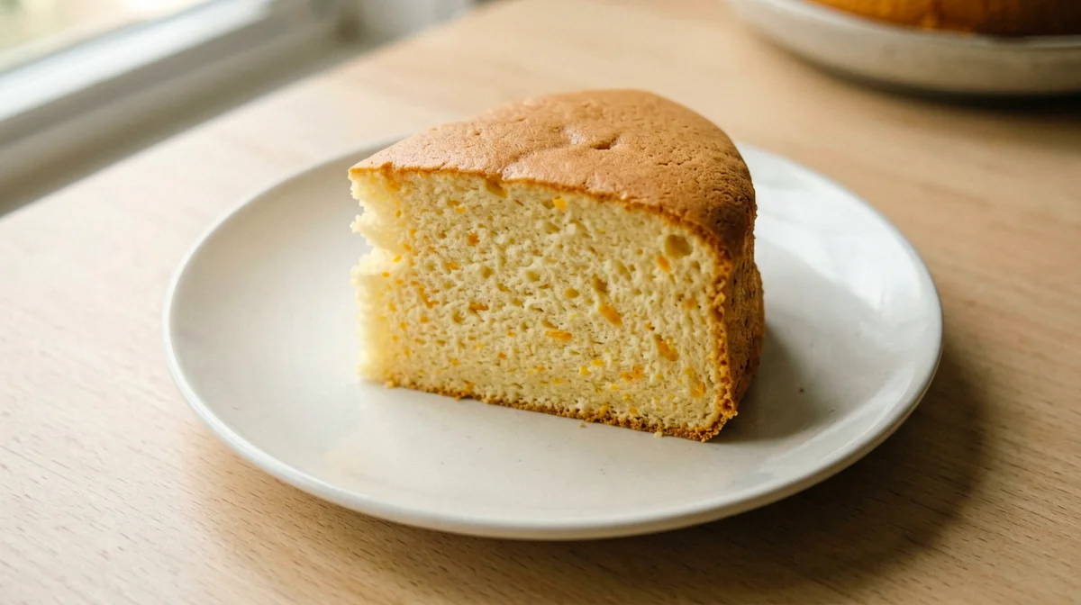 Slice of orange extra virgin olive oil cake