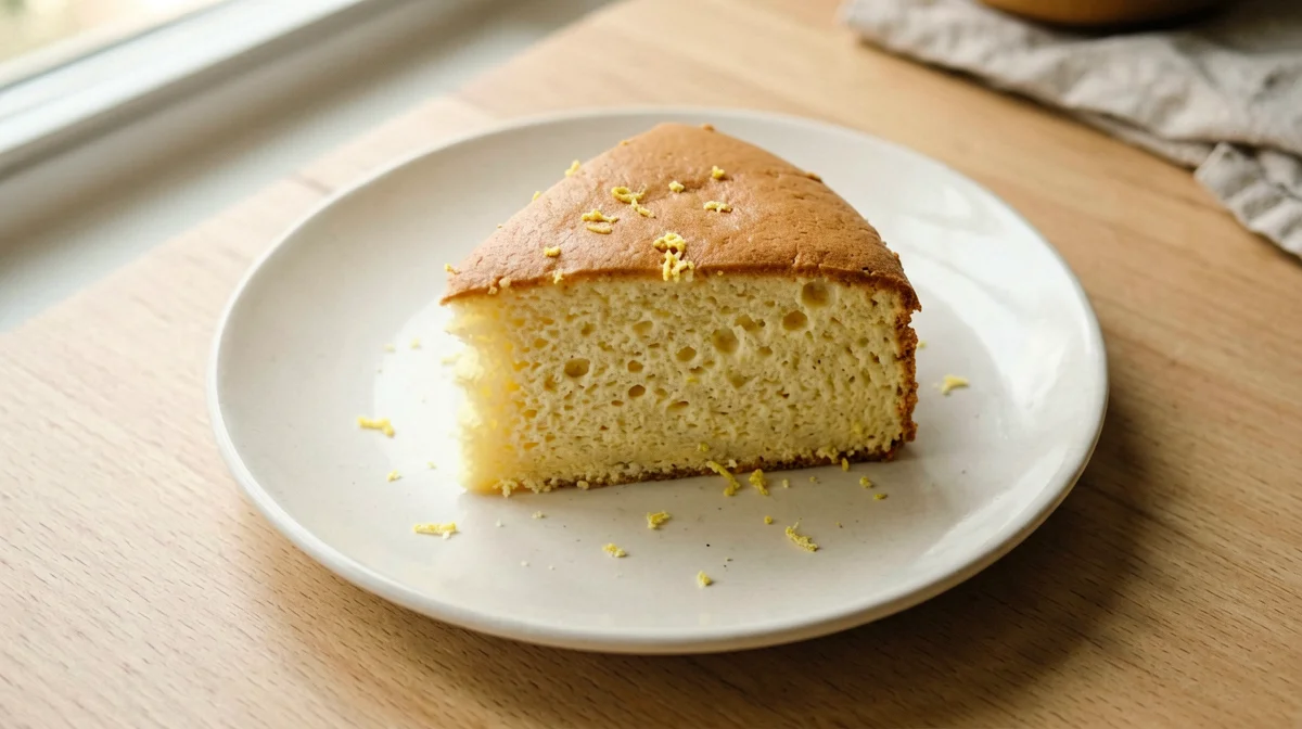 Fetta di torta all'acqua vegana al limone