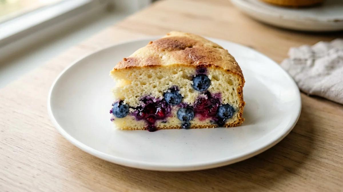 Slice of vegan soy yogurt berry cake