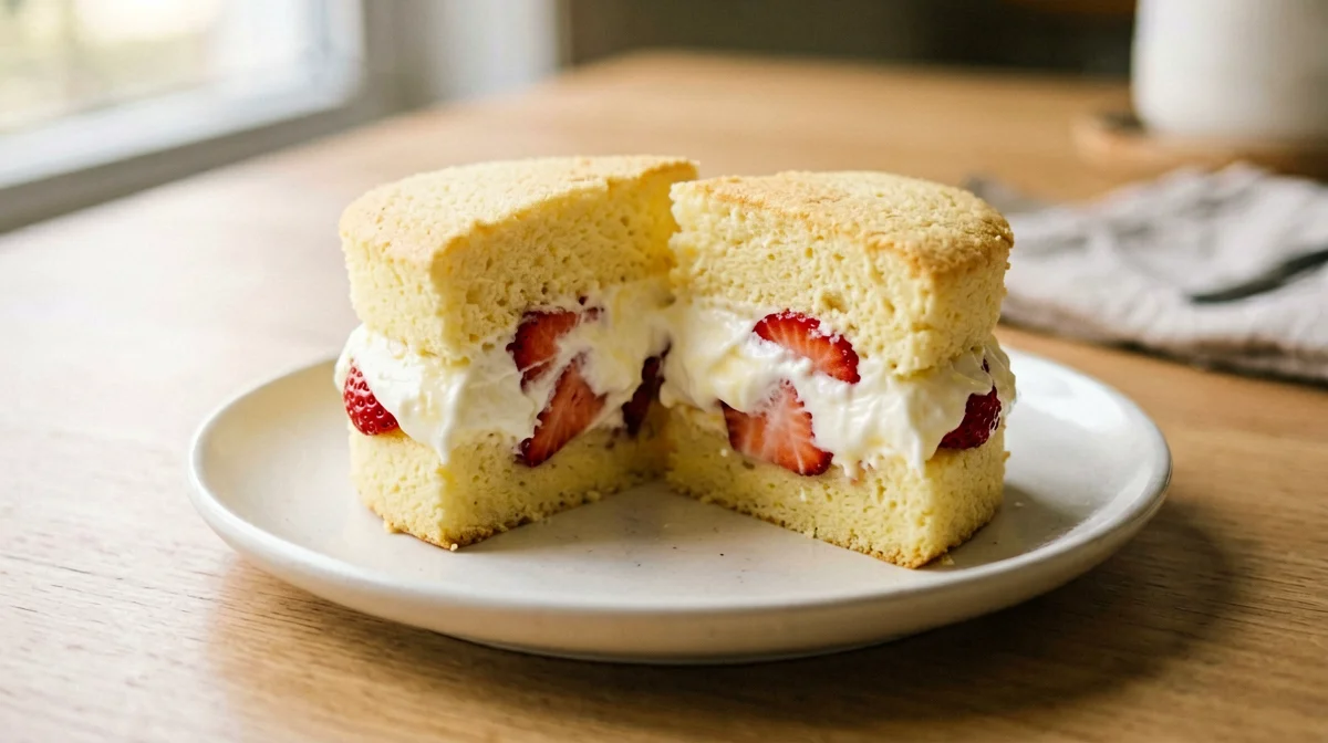Fetta di pan di Spagna con fragole e yogurt
