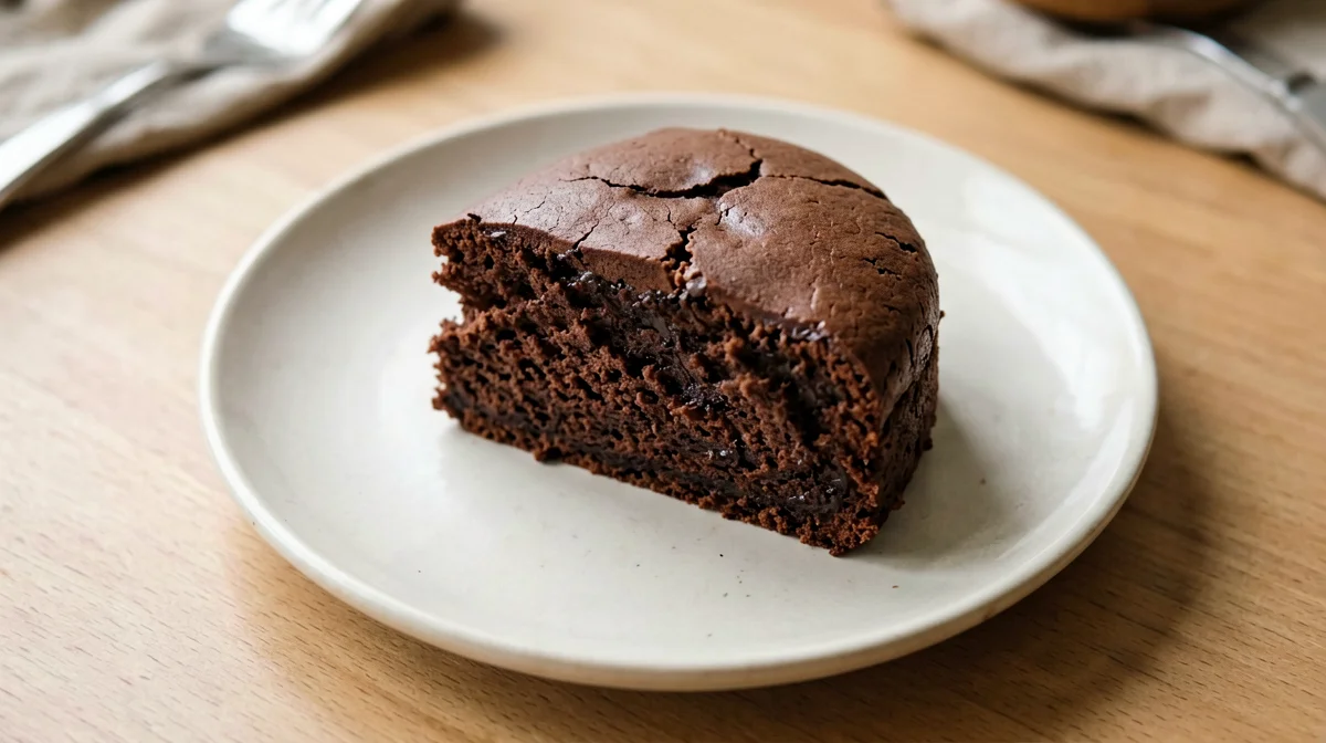 Fetta di torta vegana al cacao senza uova né burro