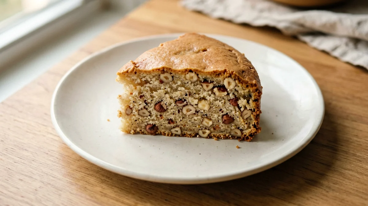 Slice of light Piedmont hazelnut cake