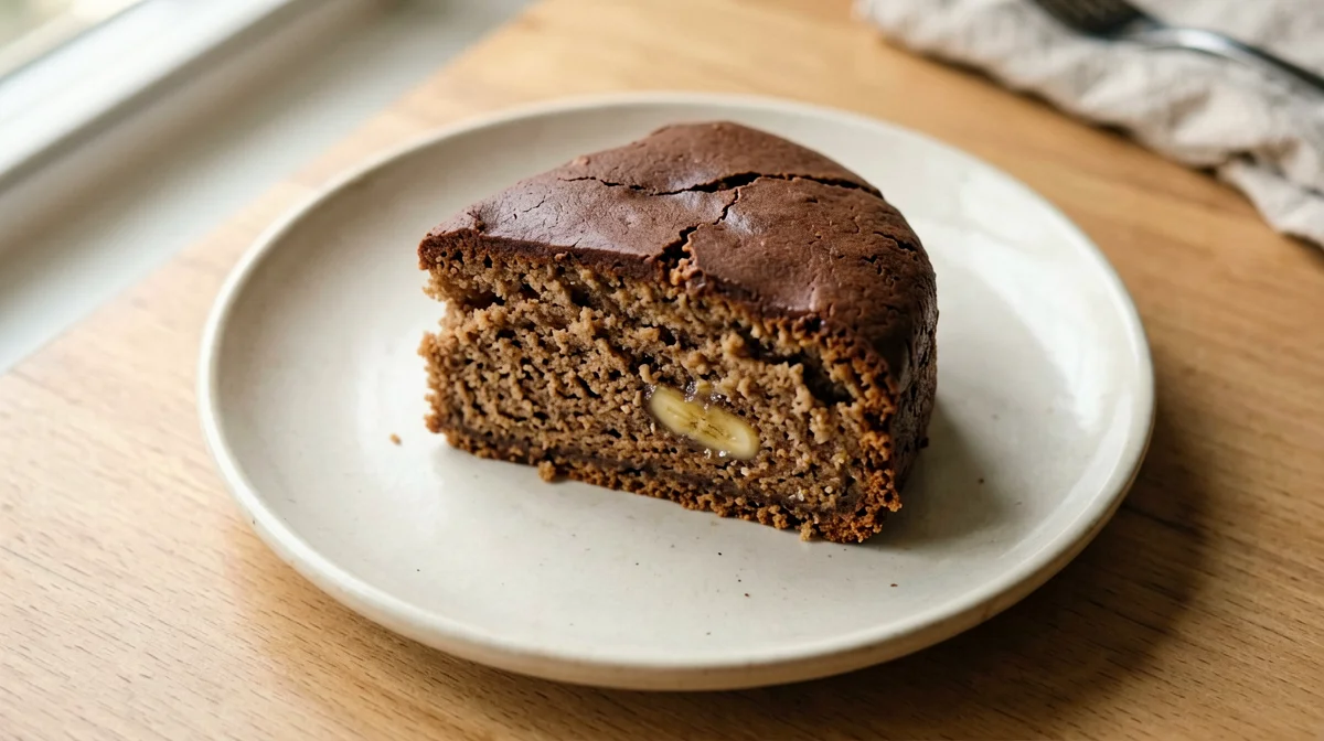 Fetta di torta di banana e cacao senza zucchero aggiunto