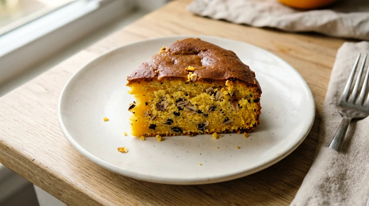 Fetta di torta di clementine intere e mandorle