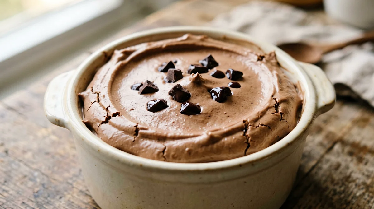 Cocoa ricotta mini cheesecake in a cocotte