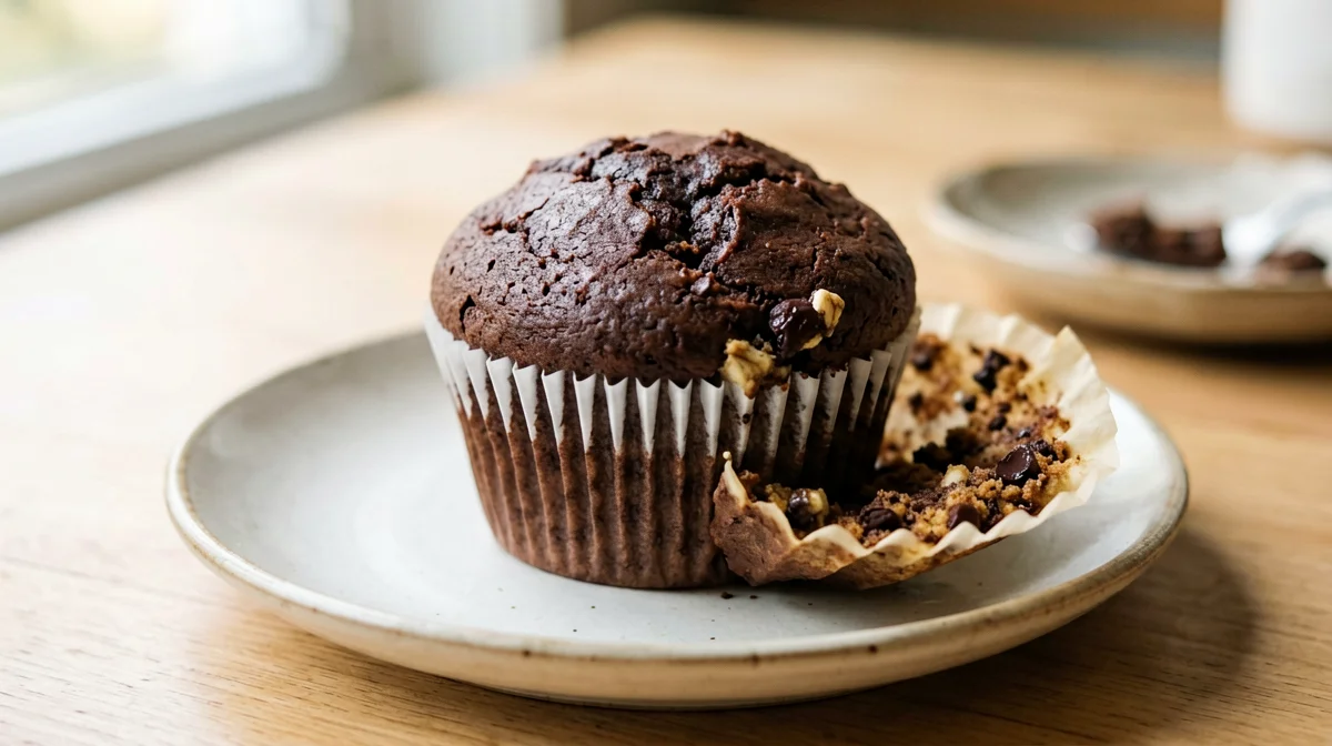 Muffin vegano senza glutine al cacao e banana