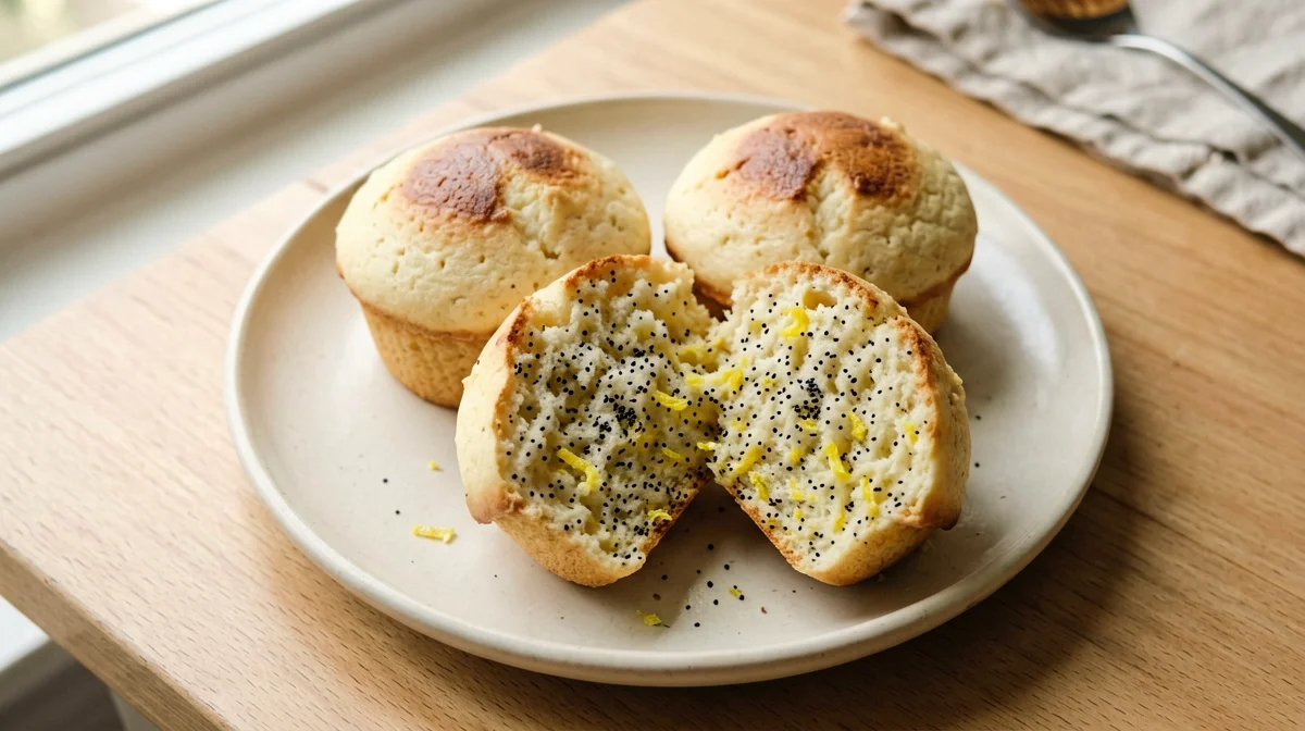 High-protein lemon poppy seed skyr muffin