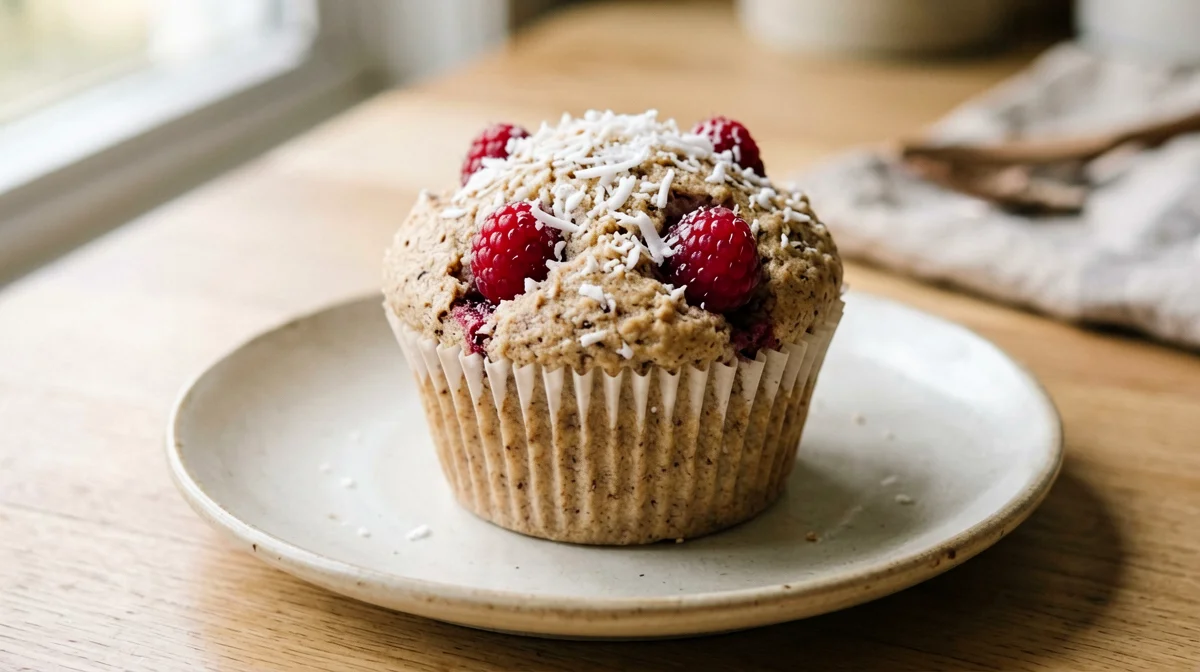Muffin vegano integrale ai lamponi e cocco