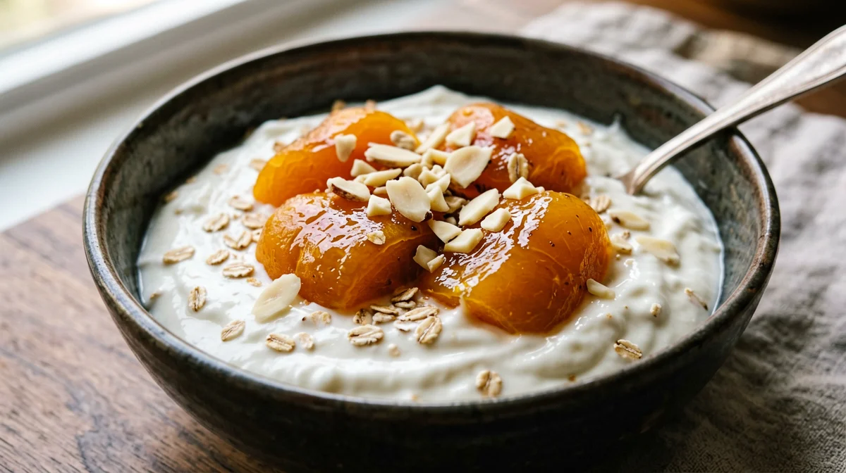 Yogurt greco con cachi e granella di mandorle