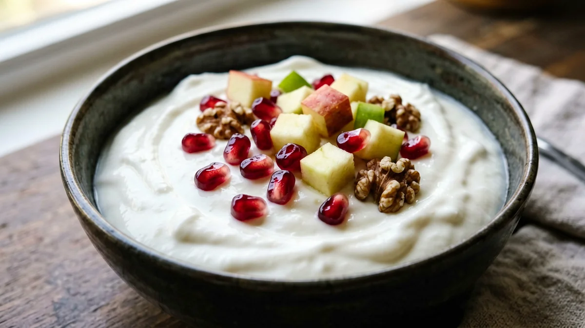 Yogurt greco con melagrana, mela e noci