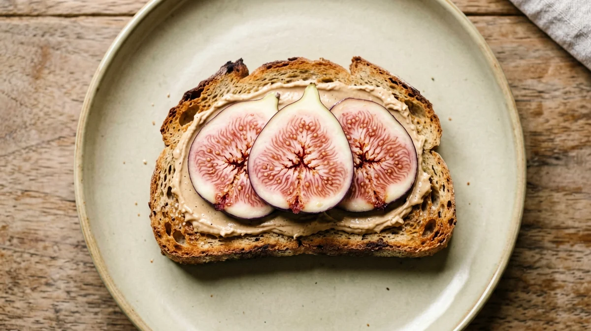 Wholemeal bread with almond butter and fresh figs
