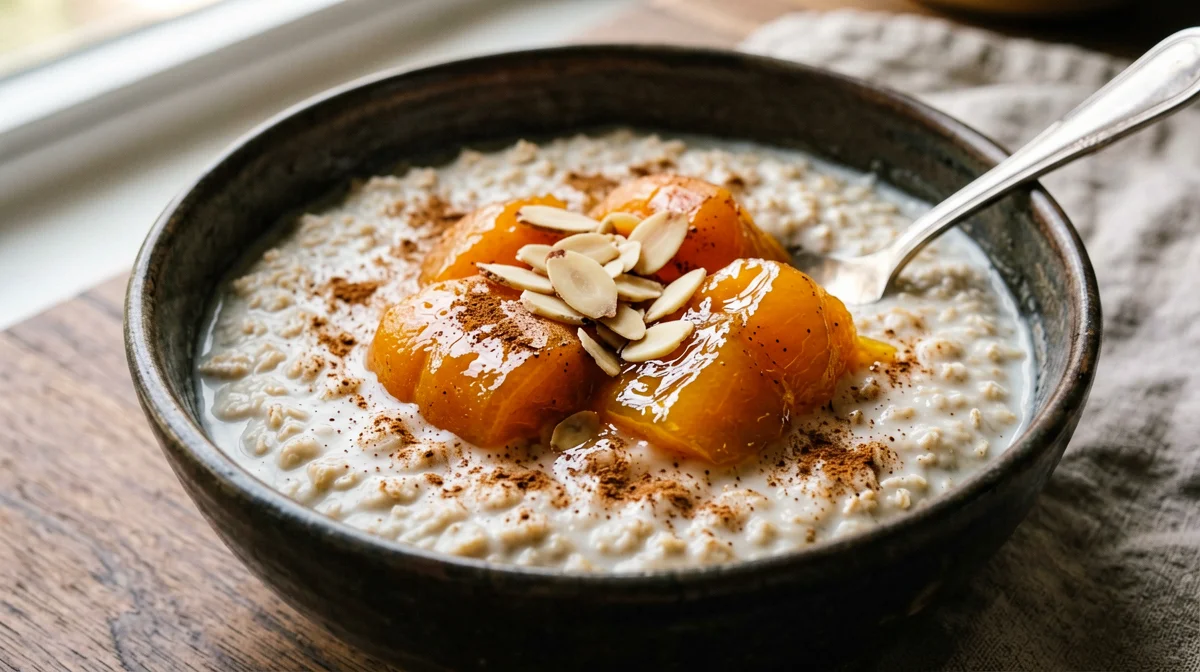 Porridge con cachi, cannella e mandorle