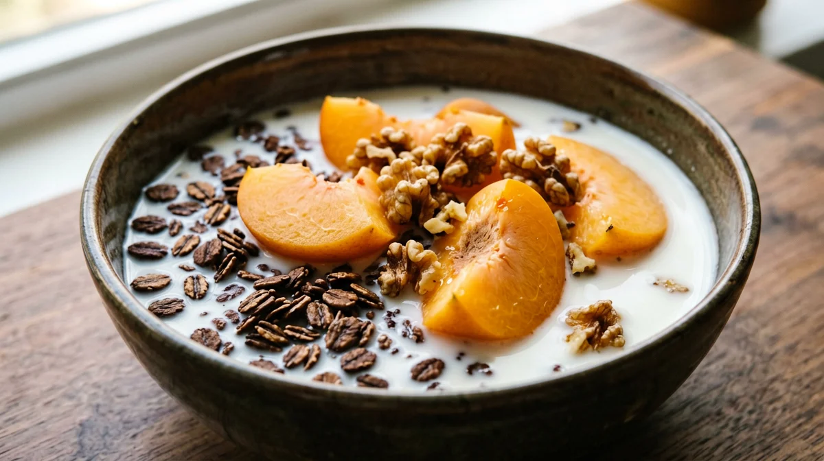 Fiocchi di crusca con latte e albicocche