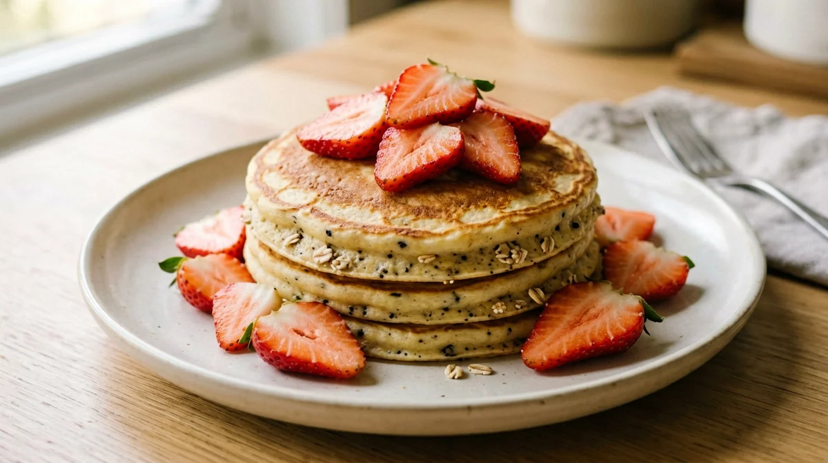 Pancake di ricotta e avena con fragole