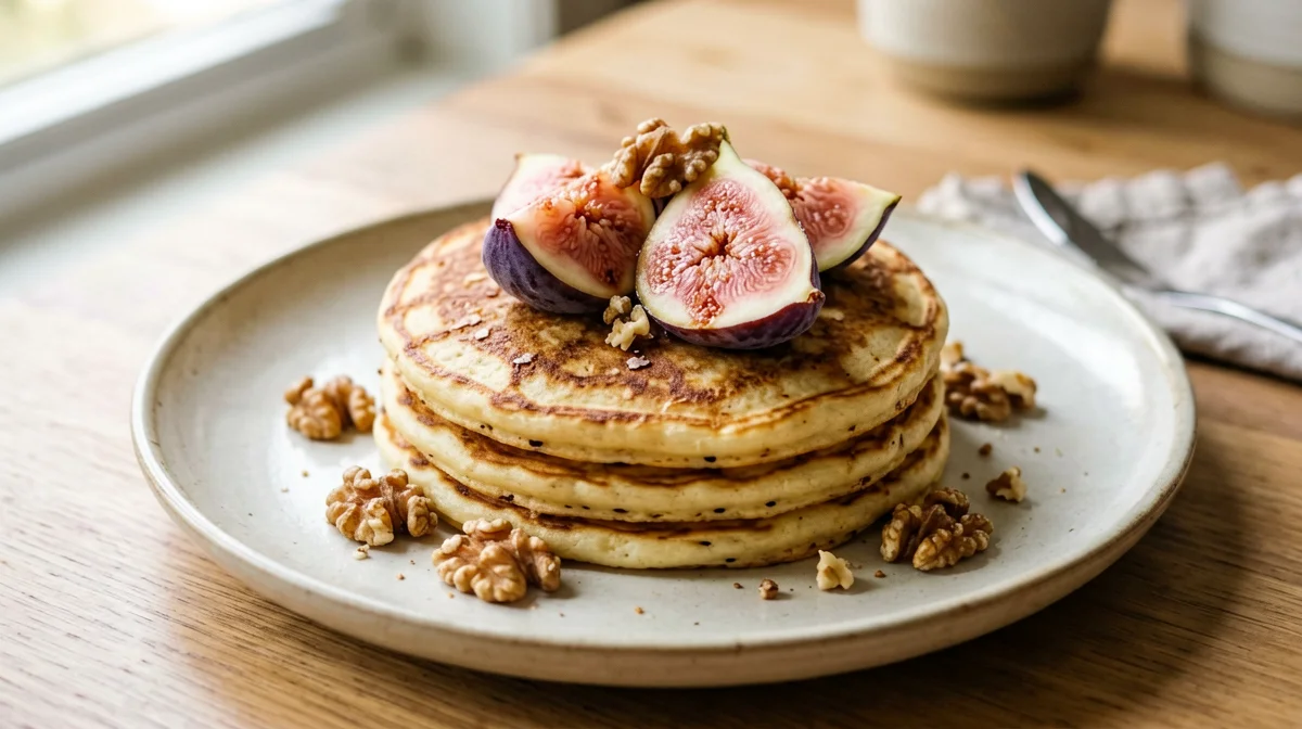 Pancake di ricotta con fichi e noci