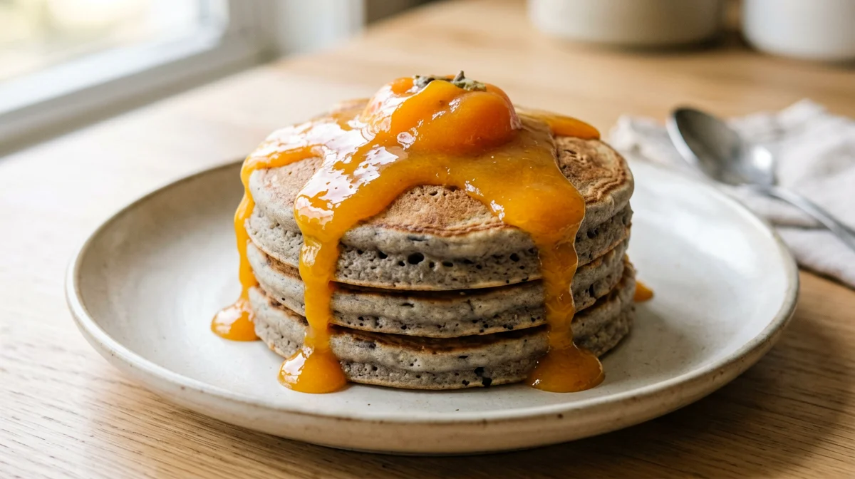Pancake di ricotta e farina di castagne con cachi