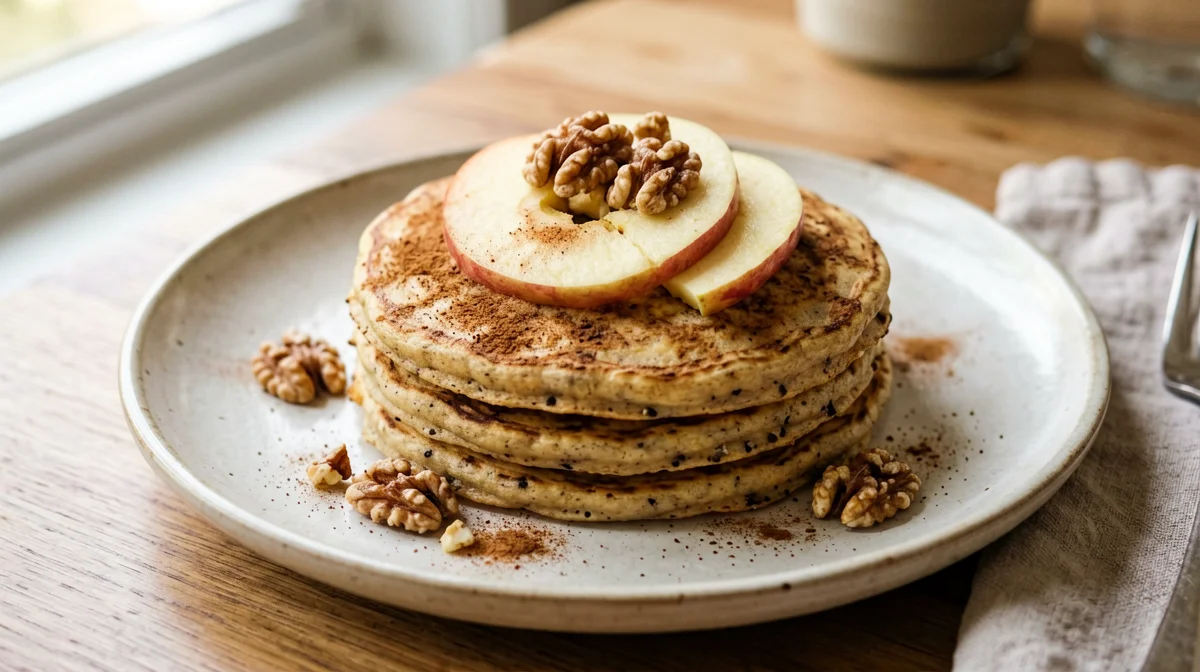 Vegan spelt pancakes with apple and cinnamon