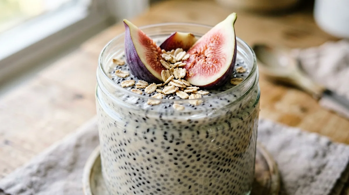 Milk chia pudding with figs