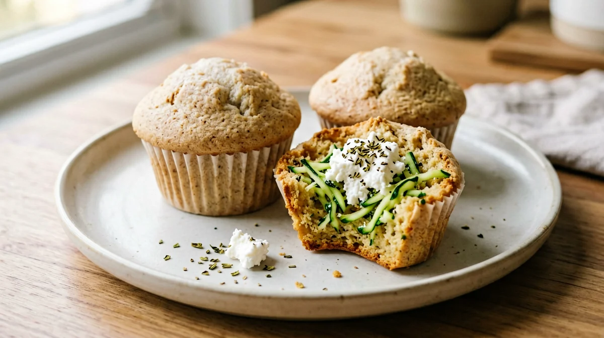 Muffin salati di farina integrale, zucchine e feta