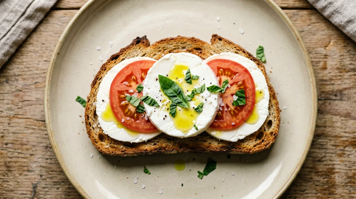 Caprese da colazione su pane integrale