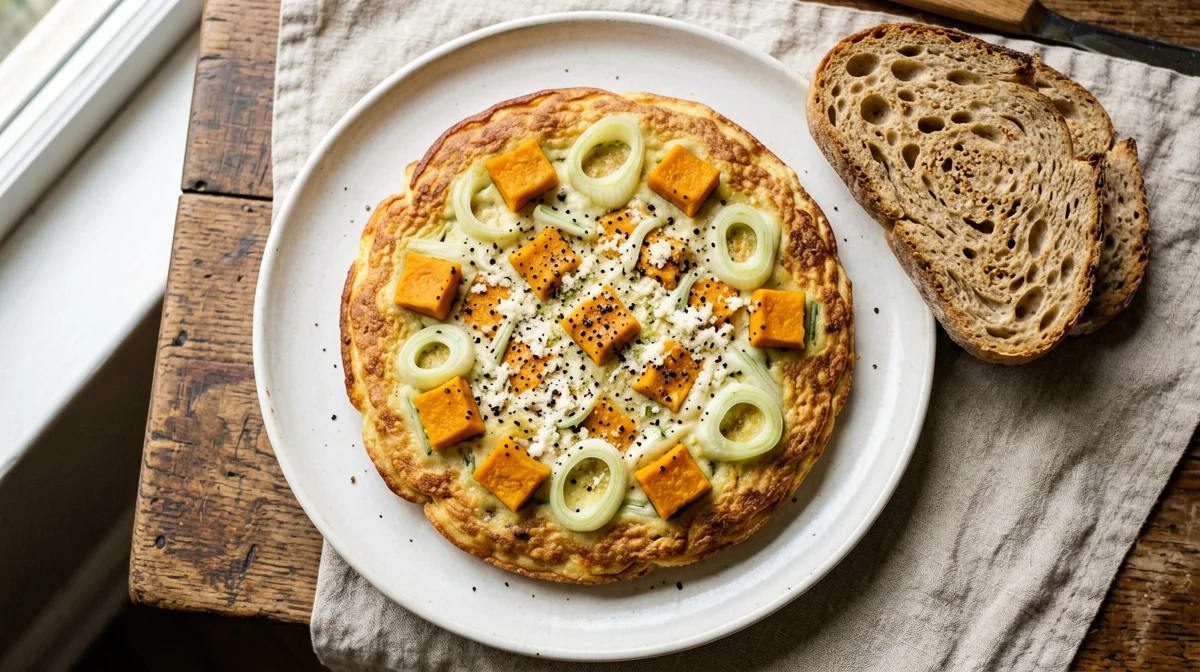 Pumpkin, leek and pecorino frittata