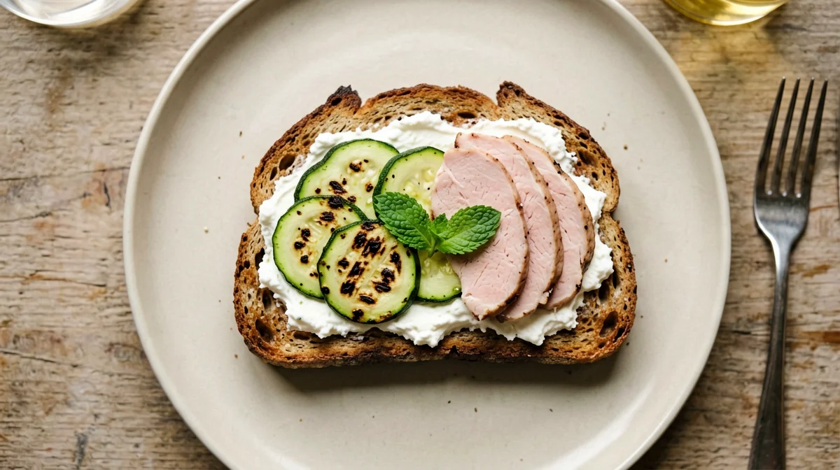 Toast di segale con tacchino, ricotta e zucchine grigliate